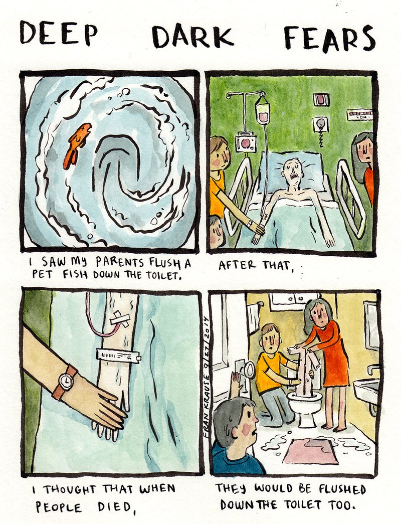 Illustration for article titled Fran Krause's Deep Dark Fears Book Is Full of Things You Didn't Know To Be Afraid Of
